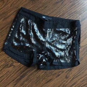 Black tuxedo sequin shorts